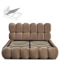 Lit-coffre design boule avec sommier relevable 140x190cm velours taupe Bilbola - 