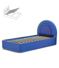 Lit simple avec tête de lit en arche et sommier relevable Simili bleu Bedbow - 