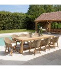 Salon d'extérieur table et 8 fauteuils en bois de teck massif KODY