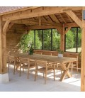 Mobilier de jardin avec table 320cm et 8 fauteuils en teck massif KODY