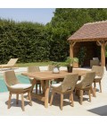 Salon en teck pour terrasse table 220cm et 6 chaises KODY