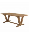 Lot mobilier de jardin table et 6 chaises en rotin et teck massif KODY