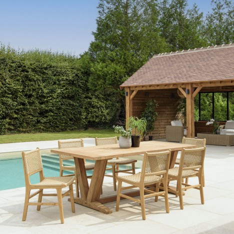 Set de jardin en bois et rotin pour 6 convives VOLANTIS