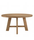 Grend table ronde de jardin en bois massif de teck et 6 fauteuils assortis VOLANTIS