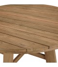 Grend table ronde de jardin en bois massif de teck et 6 fauteuils assortis VOLANTIS