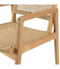 Grend table ronde de jardin en bois massif de teck et 6 fauteuils assortis VOLANTIS