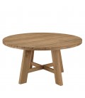 Grend table ronde de jardin en bois massif de teck et 6 fauteuils assortis VOLANTIS