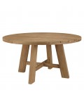 Grend table ronde de jardin en bois massif de teck et 6 fauteuils assortis VOLANTIS