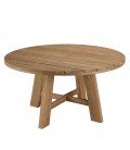 Grend table ronde de jardin en bois massif de teck et 6 fauteuils assortis VOLANTIS