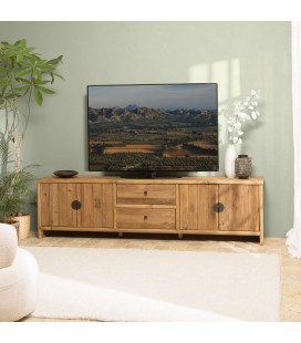 Meuble TV 240cm en bois massif avec rangements et style naturel BASTILA