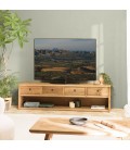 Grand meuble TV 200cm en bois massif 4 tiroirs et niche BASTILA