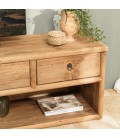 Grand meuble TV 200cm en bois massif 4 tiroirs et niche BASTILA