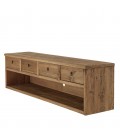 Grand meuble TV 200cm en bois massif 4 tiroirs et niche BASTILA