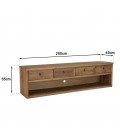 Grand meuble TV 200cm en bois massif 4 tiroirs et niche BASTILA