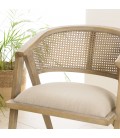 Chaise haut de gamme d'intérieur style naturel en bois rotin et tissu lin VITORIO