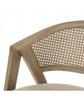 Chaise haut de gamme d'intérieur style naturel en bois rotin et tissu lin VITORIO