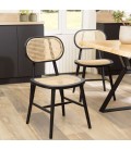 Lot de 2 chaises modernes en rotin naturel avec pieds bois noir VITORIO