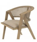 Chaise haut de gamme d'intérieur style naturel en bois rotin et tissu lin VITORIO