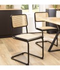 Lot de 2 chaises en bois et rotin avec structure en métal robuste VITORIO