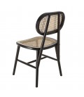 Lot de 2 chaises modernes en rotin naturel avec pieds bois noir VITORIO