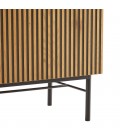 Meuble TV design en bois rainuré noir et naturel 2 portes 2 niches ESSENCIA