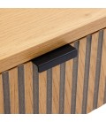 Console 2 tiroirs 120cm décor bois rainuré pieds noirs ESSENCIA