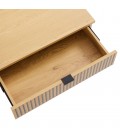 Console 2 tiroirs 120cm décor bois rainuré pieds noirs ESSENCIA