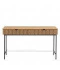 Bureau en bois design 140cm 2 tiroirs style bois rainuré ESSENCIA