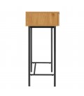 Console 2 tiroirs 120cm décor bois rainuré pieds noirs ESSENCIA