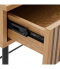 Bureau en bois design 140cm 2 tiroirs style bois rainuré ESSENCIA