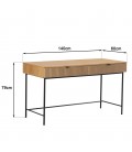 Bureau en bois design 140cm 2 tiroirs style bois rainuré ESSENCIA