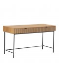 Bureau en bois design 140cm 2 tiroirs style bois rainuré ESSENCIA