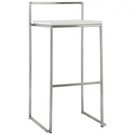 Tabouret de bar design DISKO blanc empilable style industriel - 