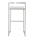 Tabouret de bar design DISKO blanc empilable style industriel - 