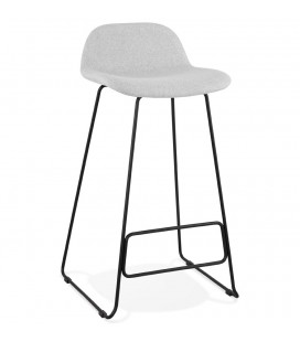 Tabouret de bar tissu gris clair avec pieds en métal noir MOSKOW 