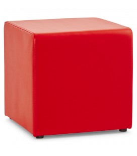 Pouf CUBE de salon en Cuir synthétique (simili) rouge