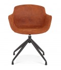 Chaise design avec accoudoirs SOUND en microfibre brune - 