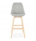 Tabouret de bar scandinave TERESA en tissu gris - 