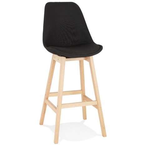 Tabouret de bar scandinave TERESA en tissu noir - 