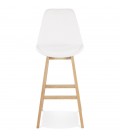 Tabouret de bar SANDRA en tissu bouloché blanc style scandinave - 