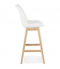 Tabouret de bar SANDRA en tissu bouloché blanc style scandinave - 