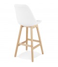 Tabouret de bar SANDRA en tissu bouloché blanc style scandinave - 