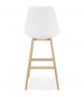 Tabouret de bar SANDRA en tissu bouloché blanc style scandinave - 