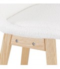 Tabouret de bar SANDRA en tissu bouloché blanc style scandinave - 