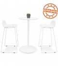 Table haute ronde IDALGO en bois et métal blanc diam. 60 cm - 