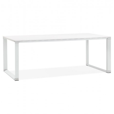 Grand bureau de direction droit XLINE en bois blanc 200x100 cm - 