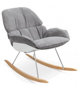 Fauteuil à bascule design CHILY gris clair en tissu