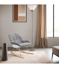 Fauteuil à bascule design CHILY gris clair en tissu - 