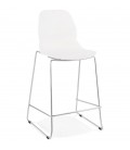 Tabouret snack mi-hauteur BERLIN MINI blanc empilable avec pied en métal chromé - 