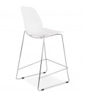 Tabouret snack mi-hauteur BERLIN MINI blanc empilable avec pied en métal chromé - 